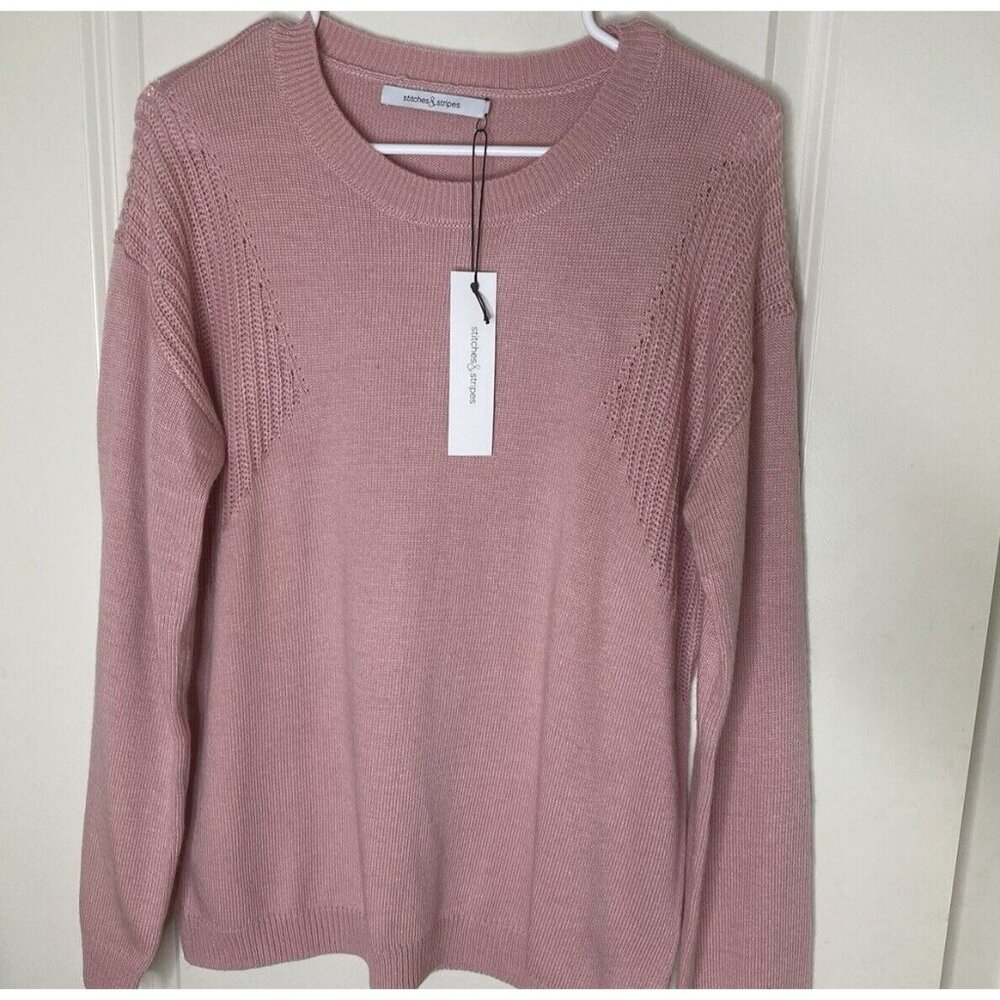 NWT Stitches & Stripes L Pink Wool Blend Crewneck Sweater Soft Cozy Revolve
